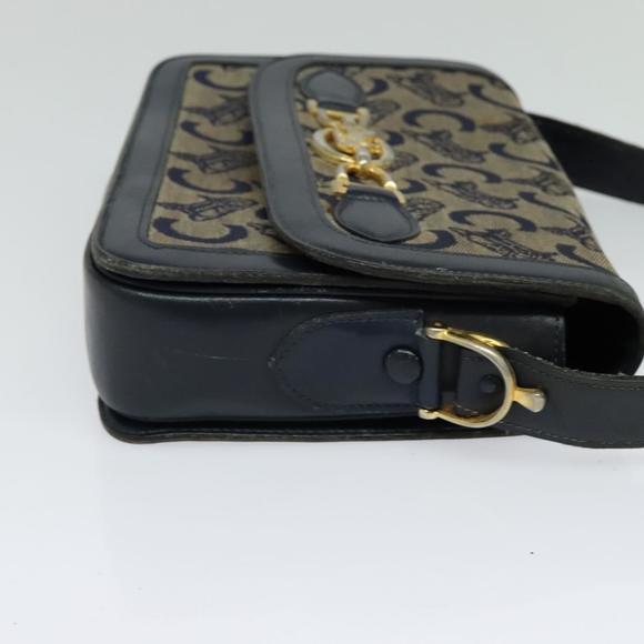 CELINE C Sulky Shoulder Bag Canvas Navy Auth EC321